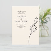 Elegant-minimalistische Floral-tekening op het huw Kaart (Staand voorkant)