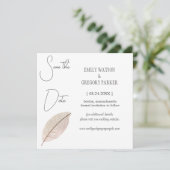 Elegant minimalistische foto van abstract vel, bes save the date (Staand voorkant)