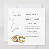Elegant minimalistische foto van goudring save the date (Voorkant)