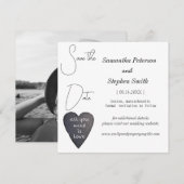 Elegant minimalistische foto van het zwarte hart, save the date (Voorkant / Achterkant)