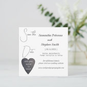 Elegant minimalistische foto van het zwarte hart, save the date (Staand voorkant)