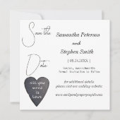Elegant minimalistische foto van het zwarte hart, save the date (Voorkant)