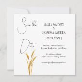 Elegant minimalistische foto van tarwevelden save the date (Voorkant)