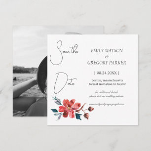 Elegant minimalistische foto van waterverf bloem save the date