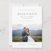 Elegant minimalistische fotobruiloft bespaart datu save the date (Voorkant)