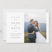 Elegant minimalistische fotobruiloft bespaart datu save the date (Voorkant)