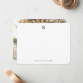 Elegant minimalistische geavanceerde monogram foto notitiekaartje (Voorkant / Achterkant in situ)