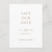 Elegant Minimalistische Gouden Trouw 'Save the Dat Aankondigingskaart (Voorkant)