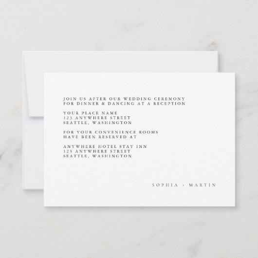 Elegant minimalistische Kaarten voor eenvoudige br RSVP Kaartje (Achterkant)