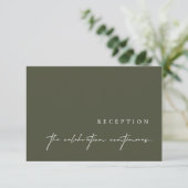 Elegant minimalistische Kaarten voor groene bruilo RSVP Kaartje (Staand voorkant)