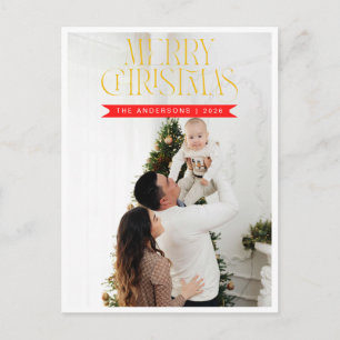 Elegant Minimalistische Kerstmis Modern Familie Feestdagenkaart