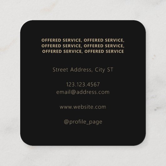 Elegant minimalistische luxe vierkante visitekaartje (Achterkant)