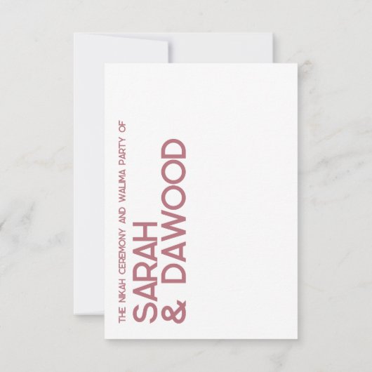 Elegant Minimalistische Moslim Wit Rose Goud RSVP Kaartje (Achterkant)