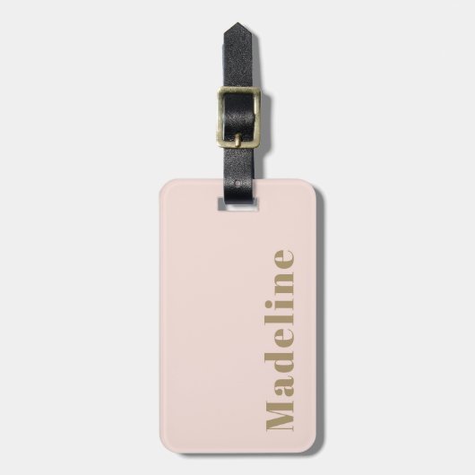 Elegant minimalistische naam Aangepast Blush Pink Bagagelabel (Voorkant verticaal)