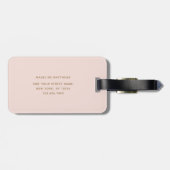 Elegant minimalistische naam Aangepast Blush Pink Bagagelabel (Achterkant horizontaal)