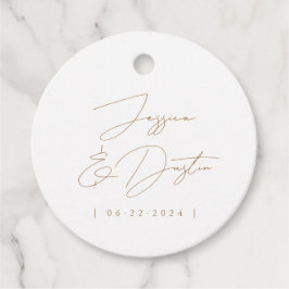 Elegant minimalistische namen Datum Gold Script We Bedankjes Labels