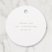 Elegant minimalistische namen Datum Gold Script We Bedankjes Labels (Achterkant)