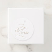 Elegant minimalistische namen Datum Gold Script We Bedankjes Labels (In situ)