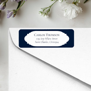 Elegant Minimalistische Navy Blau RSVP Adres Etiket