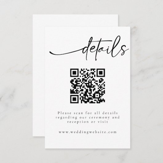 Elegant minimalistische QR-code — Kaart met detail (Voorkant / Achterkant)