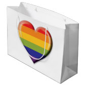 Elegant Minimalistische Regenboog Hart Ontwerp Groot Cadeauzakje (Achterkant Gekanteld)