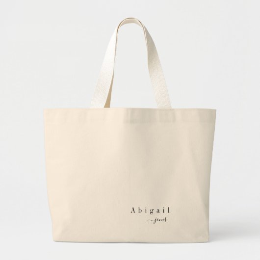 Elegant minimalistische scriptnaam gepersonaliseer grote tote bag (Voorkant)