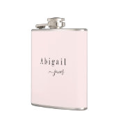 Elegant minimalistische scriptnaam op maat heupfles (Links)