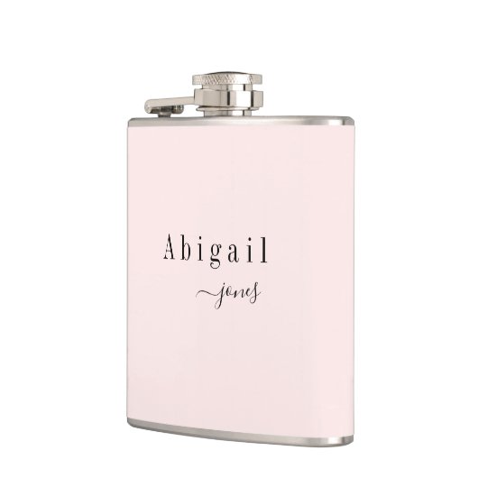 Elegant minimalistische scriptnaam op maat heupfles (Links)