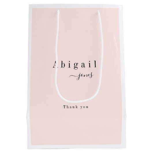 Elegant minimalistische scriptnaam op maat medium cadeauzakje (Achterkant)