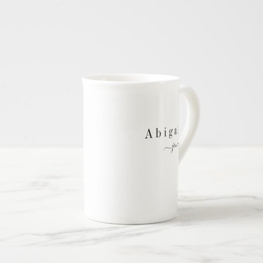 Elegant minimalistische scriptnaam op maat porselein kop (Voorkant rechts)