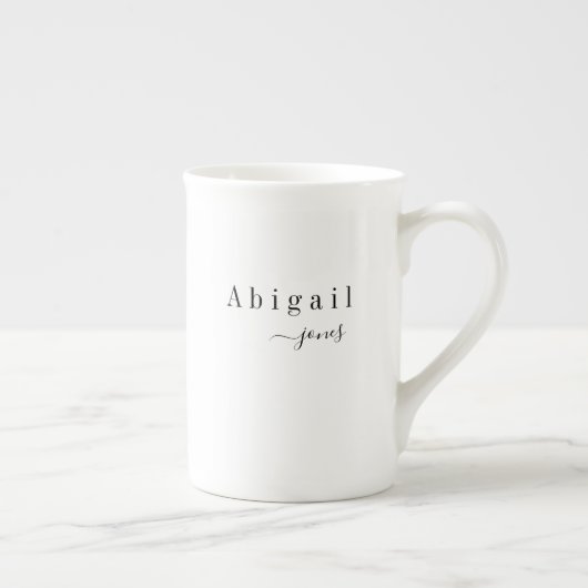 Elegant minimalistische scriptnaam op maat porselein kop (Rechts)