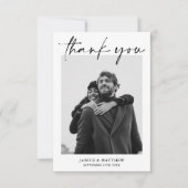 Elegant Minimalistische Simpele Script Trouwfoto Bedankkaart (Voorkant)