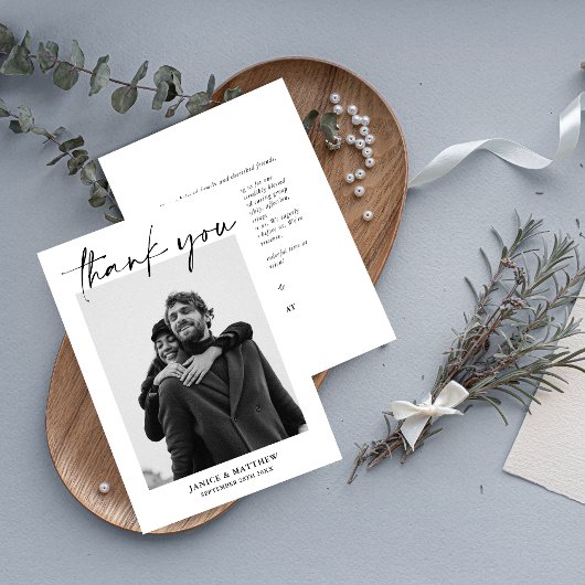 Elegant Minimalistische Simpele Script Trouwfoto Bedankkaart