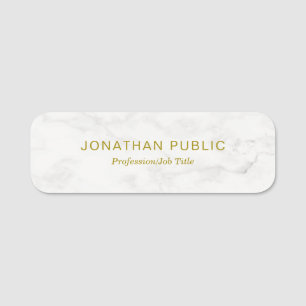 Elegant minimalistische Sjabloon Gold Text White M Naamplaatje
