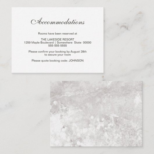 Elegant-minimalistische Stone Wedding Accommodatio Informatiekaartje (Voorkant / Achterkant)