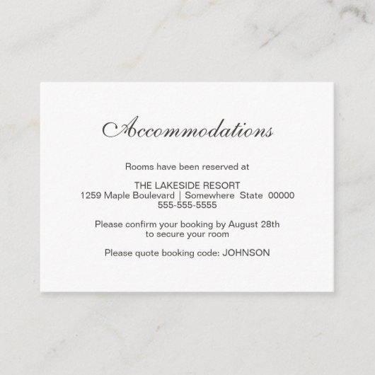 Elegant-minimalistische Stone Wedding Accommodatio Informatiekaartje (Voorkant)