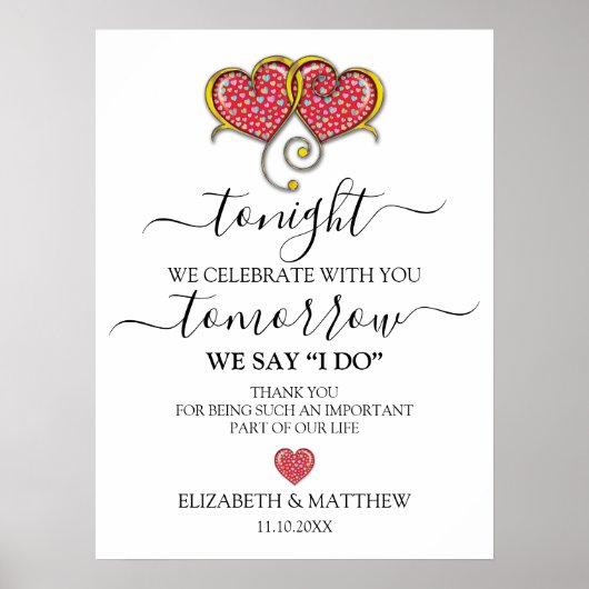 Elegant Minimalistische Trouw Rehearsal Dinner Poster (Voorkant)