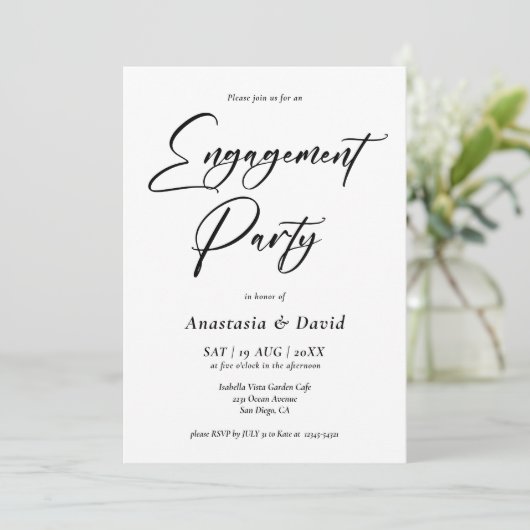 Elegant minimalistische uitnodiging van de Engagem (Staand voorkant)