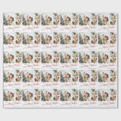 Elegant Minimalistische Vrolijk Kerstmis 3 Foto Va Cadeaupapier (Vlak)