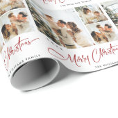 Elegant Minimalistische Vrolijk Kerstmis 3 Foto Va Cadeaupapier (Rol Hoek)