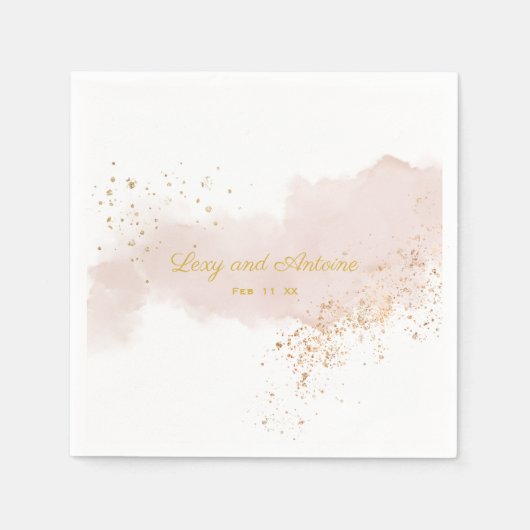 Elegant minimalistische Waterverf Gold Splatter Servet (Voorkant)