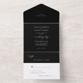 Elegant minimalistische zwarte en witte donkere br all in one uitnodiging (Binnen)