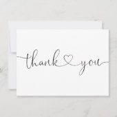 Elegant minimalistische zwarte en witte script har bedankkaart (Voorkant)