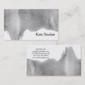Elegant minimalistische zwarte en witte Waterverf Visitekaartje (Voorkant / Achterkant)