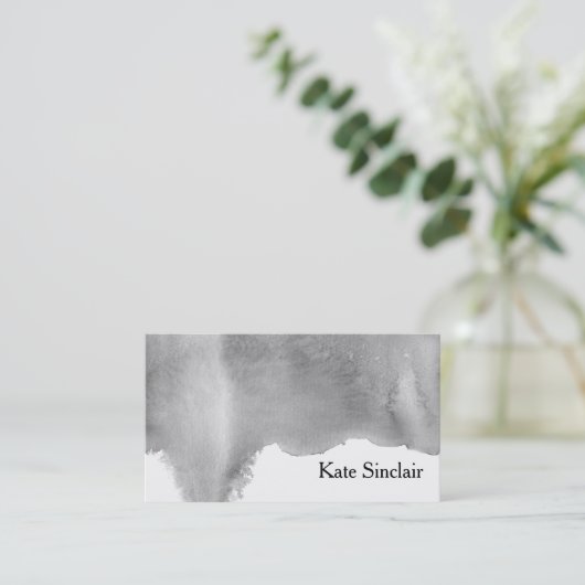 Elegant minimalistische zwarte en witte Waterverf Visitekaartje (Staand voorkant)