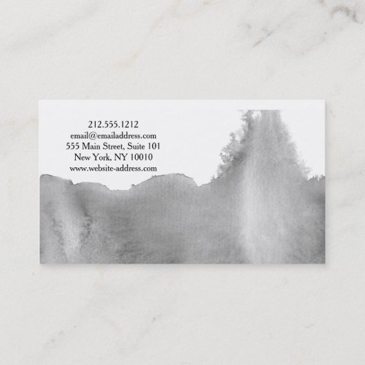 Elegant minimalistische zwarte en witte Waterverf Visitekaartje (Achterkant)