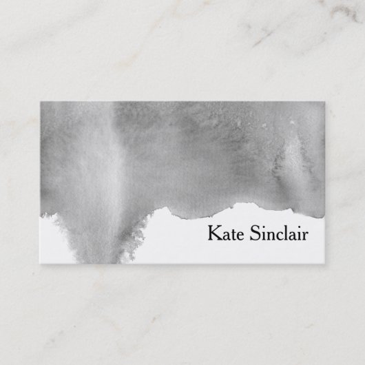 Elegant minimalistische zwarte en witte Waterverf Visitekaartje (Voorkant)