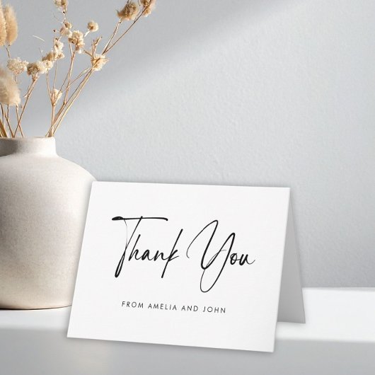 Elegant Minimalistische Zwarte Script Moderne Dank Bedankkaart