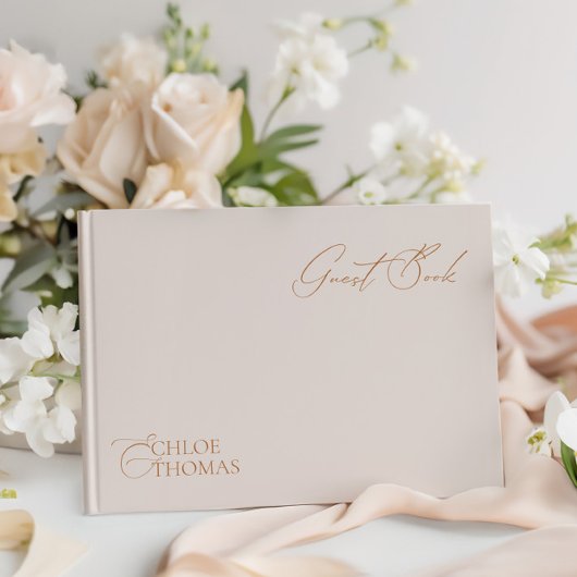 Elegant Minimlaist Pearl Colour Wedding Guest Book Gastenboek