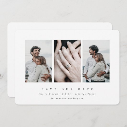 Elegant minimum 3 foto save the date (Voorkant / Achterkant)